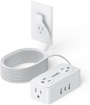 10Ft Power Strip with Surge Protector, 4 Outlets 3 USB Ports Extension Cord, Flat Plug Charging Station for Home Office Desk & College Dorm... 10Ft Power Strip with Surge Protector, 4 Outlets 3 USB Ports Extension Cord, Flat Plug Charging Station for Home Office Desk & College Dorm...