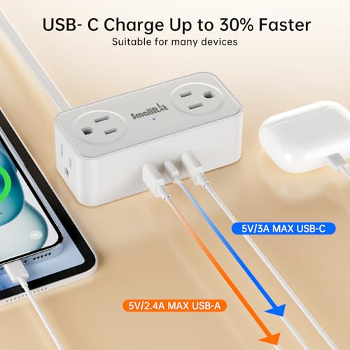 10Ft Power Strip with Surge Protector, 4 Outlets 3 USB Ports Extension Cord, Flat Plug Charging Station for Home Office Desk & College Dorm... 10Ft Power Strip with Surge Protector, 4 Outlets 3 USB Ports Extension Cord, Flat Plug Charging Station for Home Office Desk & College Dorm...