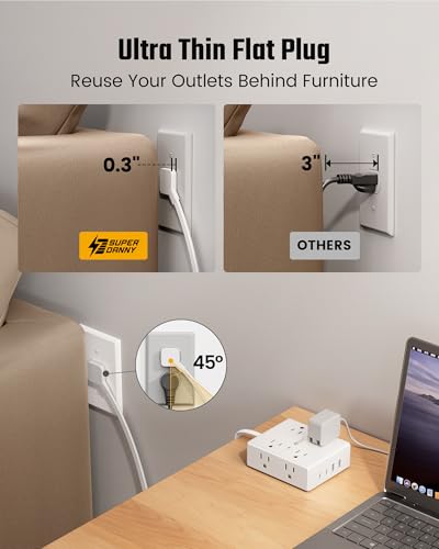 15Ft Long Extension Cord, Surge Protector Power Strip with 8 Outlets & 4 USB Ports (2 USB C), Flat Plug Power Strip Wall Mountable, Desk Charging... 15Ft Long Extension Cord, Surge Protector Power Strip with 8 Outlets & 4 USB Ports (2 USB C), Flat Plug Power Strip Wall Mountable, Desk Charging...