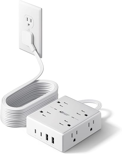 15Ft Long Extension Cord, Surge Protector Power Strip with 8 Outlets & 4 USB Ports (2 USB C), Flat Plug Power Strip Wall Mountable, Desk Charging... 15Ft Long Extension Cord, Surge Protector Power Strip with 8 Outlets & 4 USB Ports (2 USB C), Flat Plug Power Strip Wall Mountable, Desk Charging...