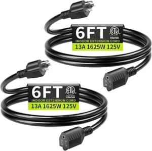 16/3 Black Extension Cord 6 FT (2Pack) Indoor, Short Extension Cord for Laptops, Coffee Makers, Office Home Appliances, 3 Prong Small Resistant... 16/3 Black Extension Cord 6 FT (2Pack) Indoor, Short Extension Cord for Laptops, Coffee Makers, Office Home Appliances, 3 Prong Small Resistant...