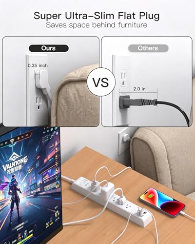 2 Pack Long Extension Cord, 12FT Power Strip Surge Protector with 6 Outlets and 4 USB Ports (2 USB C), Extension Cord with Multiple Outlets, Flat... 2 Pack Long Extension Cord, 12FT Power Strip Surge Protector with 6 Outlets and 4 USB Ports (2 USB C), Extension Cord with Multiple Outlets, Flat...