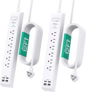 2 Pack Long Extension Cord, 12FT Power Strip Surge Protector with 6 Outlets and 4 USB Ports (2 USB C), Extension Cord with Multiple Outlets, Flat... 2 Pack Long Extension Cord, 12FT Power Strip Surge Protector with 6 Outlets and 4 USB Ports (2 USB C), Extension Cord with Multiple Outlets, Flat...