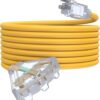 25Ft 12/3 Outdoor Extension Cord with 3-Outlets, Heavy Duty 12 Gauge 3 Prong Extension Cord Waterproof with Lighted end, 15A 12AWG 1875W SJTW, ETL... 25Ft 12/3 Outdoor Extension Cord with 3-Outlets, Heavy Duty 12 Gauge 3 Prong Extension Cord Waterproof with Lighted end, 15A 12AWG 1875W SJTW, ETL...