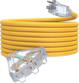 25Ft 12/3 Outdoor Extension Cord with 3-Outlets, Heavy Duty 12 Gauge 3 Prong Extension Cord Waterproof with Lighted end, 15A 12AWG 1875W SJTW, ETL... 25Ft 12/3 Outdoor Extension Cord with 3-Outlets, Heavy Duty 12 Gauge 3 Prong Extension Cord Waterproof with Lighted end, 15A 12AWG 1875W SJTW, ETL...