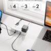 5 USB(3 USB C) Travel Power Strip- 5Ft Short Extension Cord with 5 USB Charging Station 24W/4.8A and 4 Wide Outlets, Compact Flat Plug Small...