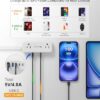 5 USB(3 USB C) Travel Power Strip- 5Ft Short Extension Cord with 5 USB Charging Station 24W/4.8A and 4 Wide Outlets, Compact Flat Plug Small...