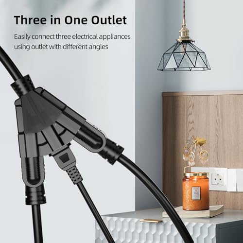 50 FT 3 Outlet Outdoor Extension Cord Waterproof, 16/3 SJTW Black Extension Cord with Multiple Outlets, Heavy Duty 16 Gauge 3-Prong Grounded Power... 50 FT 3 Outlet Outdoor Extension Cord Waterproof, 16/3 SJTW Black Extension Cord with Multiple Outlets, Heavy Duty 16 Gauge 3-Prong Grounded Power...