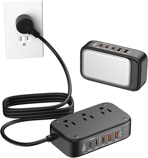 7-in-1 Power Strip, PD GaN 65W USB C Power Strip with 3 USB-C, 2 USB-A Ports and 2500W AC Outlet, Flat Plug Essentials for... 7-in-1 Power Strip, PD GaN 65W USB C Power Strip with 3 USB-C, 2 USB-A Ports and 2500W AC Outlet, Flat Plug Essentials for...
