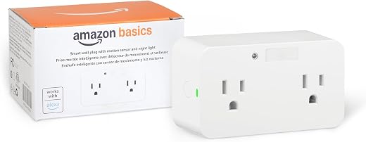 Amazon Basics Dual Smart Plug with Motion Sensor and Night Light, Works with Alexa Only, Control from Anywhere, Automatic Control, 2.4 GHz Wi-Fi,...