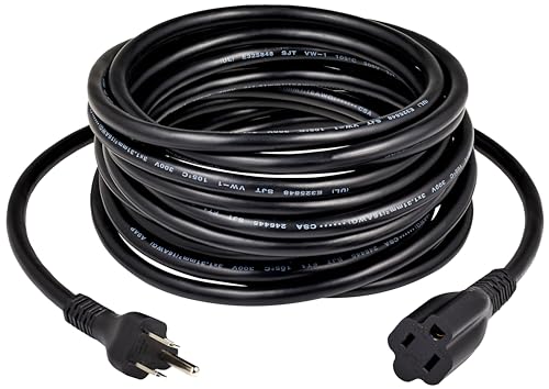 Amazon Basics Extension Cord, 25 Ft, 3 Prong Outlet Extender, Indoor Power Cord, 13 Amps, 125V, Black Amazon Basics Extension Cord, 25 Ft, 3 Prong Outlet Extender, Indoor Power Cord, 13 Amps, 125V, Black