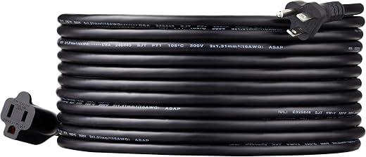 Amazon Basics Extension Cord, 25 Ft, 3 Prong Outlet Extender, Indoor Power Cord, 13 Amps, 125V, Black Amazon Basics Extension Cord, 25 Ft, 3 Prong Outlet Extender, Indoor Power Cord, 13 Amps, 125V, Black