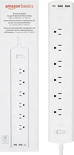 Amazon Basics Smart Plug Power Strip with 6 Individually Controlled Outlets and 3 USB Ports (2 USB-A and 1 USB-C), WiFi, Works with Alexa Only, 2.4... Amazon Basics Smart Plug Power Strip with 6 Individually Controlled Outlets and 3 USB Ports (2 USB-A and 1 USB-C), WiFi, Works with Alexa Only, 2.4...