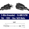 BELLLIGHTS 2-Pack 15ft Extension Cord 16 SJTW AWG Heavy Duty 3 Prong Power Cord BELLLIGHTS 2-Pack 15ft Extension Cord 16 SJTW AWG Heavy Duty 3 Prong Power Cord