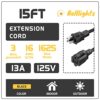 BELLLIGHTS 2-Pack 15ft Extension Cord 16 SJTW AWG Heavy Duty 3 Prong Power Cord BELLLIGHTS 2-Pack 15ft Extension Cord 16 SJTW AWG Heavy Duty 3 Prong Power Cord