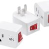 Cable Matters [ETL Listed] 3-Pack Grounded Outlet Switch with On Off, Plug Switch On Off, Single Outlet Adapter, White