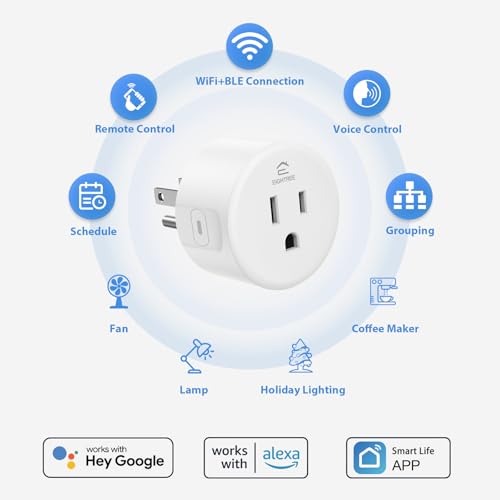 EIGHTREE Smart Plug, Smart Home WiFi Outlet Compatible with Alexa & Google Home, Smart Socket with Remote Control & Timer Function, 2.4GHz WiFi Only EIGHTREE Smart Plug, Smart Home WiFi Outlet Compatible with Alexa & Google Home, Smart Socket with Remote Control & Timer Function, 2.4GHz WiFi Only