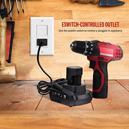 ENERLITES Switch and Outlet Combo, Combination Decorator Paddle Switch 15A/120VAC with Tamper-Resistant Receptacle Outlet 15A/125VAC,... ENERLITES Switch and Outlet Combo, Combination Decorator Paddle Switch 15A/120VAC with Tamper-Resistant Receptacle Outlet 15A/125VAC,...