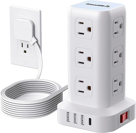 Extension Cord with Multiple Outlets, SMALLRT Flat Plug Surge Protector Power Strip Tower with USB 12 AC Outlets, 6.5FT Ultra Thin Extension Cord... Extension Cord with Multiple Outlets, SMALLRT Flat Plug Surge Protector Power Strip Tower with USB 12 AC Outlets, 6.5FT Ultra Thin Extension Cord...