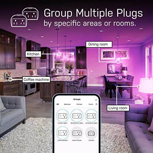 Feit Electric Smart Plug, Works with Alexa and Google Home, No hub Required, 2.4 GHz Network Only, Remote Control from Anywhere 15 Amp, Indoor...