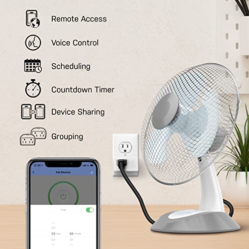 Feit Electric Smart Wi-Fi Plug, Works with Alexa and Google Home, No hub Required, 2.4 Ghz Network Only, Remote Control from Anywhere 15 Amp,...