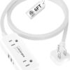 Flat Extension Cord 6 Feet - 4 AC Outlets 3 USB Ports (5V/3.4A 17W), Flat Plug Power Strip Compact for College Dorm, Travel, Cruise, Home, Office