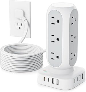 Flat Plug Power Strip Tower 10FT, 40W Total Fast Charging Station, Dual PD 20W USB-C Charger Tower with 12 AC Outlets and 8 USB Ports (4 USB C),... Flat Plug Power Strip Tower 10FT, 40W Total Fast Charging Station, Dual PD 20W USB-C Charger Tower with 12 AC Outlets and 8 USB Ports (4 USB C),...