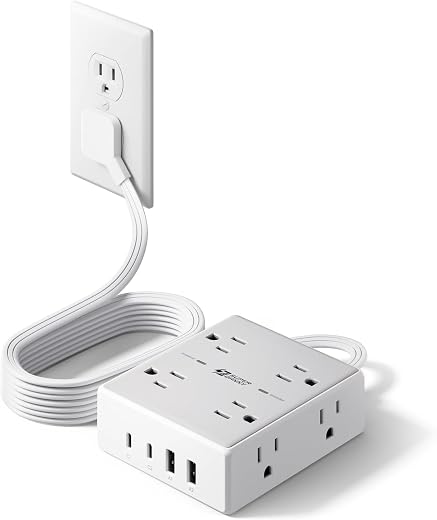 Flat Plug Surge Protector Power Strip, 6ft Ultra Thin Extension Cord with 4 USB (2 USB C Port), 8 Outlets Desk Charging Station, Wall Mountable... Flat Plug Surge Protector Power Strip, 6ft Ultra Thin Extension Cord with 4 USB (2 USB C Port), 8 Outlets Desk Charging Station, Wall Mountable...