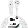 GE 3-Outlet Flat Extension Cord 15 Ft Grounded Extension Cord with Multiple Outlets 3 Prong Outlet Extender Flat Plug Power Strip Indoor 16 Gauge... GE 3-Outlet Flat Extension Cord 15 Ft Grounded Extension Cord with Multiple Outlets 3 Prong Outlet Extender Flat Plug Power Strip Indoor 16 Gauge...