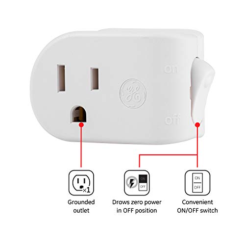 GE Grounded On/Off Power Switch, Plug-In, White, Energy Efficient, Space Saving Design, UL Listed, 15A, 120VAC, 1800W, 25511 GE Grounded On/Off Power Switch, Plug-In, White, Energy Efficient, Space Saving Design, UL Listed, 15A, 120VAC, 1800W, 25511