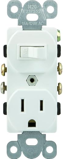 GE Wall Switch & Outlet Combo, Two-in-One Receptacle, 1 On/Off Toggle Power Switch, 1 Grounded AC Outlet Wall Plug, Single Pole, 3 Prong, 15 Amp,... GE Wall Switch & Outlet Combo, Two-in-One Receptacle, 1 On/Off Toggle Power Switch, 1 Grounded AC Outlet Wall Plug, Single Pole, 3 Prong, 15 Amp,...