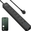 GHome Smart Power Strip 15A, 2.4G WiFi Smart Plugs That Work with Alexa & Google Home, Surge Protector Flat Plug with 6 APP Control WiFi Outlets,...