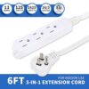 GOMEN 6 Feet Indoor Extension Cord with 3 Outlets, AWG 16/3 Angled Flat Plug Power Strip, 3 Prong Grounded, 13 Amps - 1625 Watts - 125 VAC, White,...