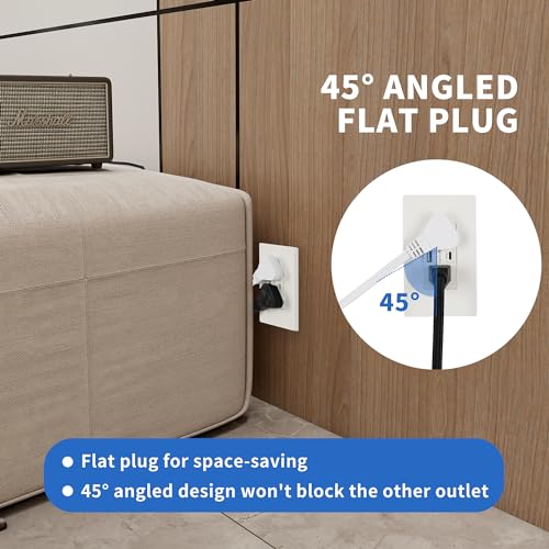 GOMEN 6 Feet Indoor Extension Cord with 3 Outlets, AWG 16/3 Angled Flat Plug Power Strip, 3 Prong Grounded, 13 Amps - 1625 Watts - 125 VAC, White,...