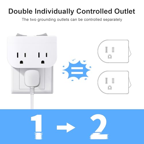 Grounded Double Outlet Power Adapter with Separate On/Off Switch 1 Pack, 3 Prong 2 Port Electrical Plug Current Wall Tap for Cruise Ship,... Grounded Double Outlet Power Adapter with Separate On/Off Switch 1 Pack, 3 Prong 2 Port Electrical Plug Current Wall Tap for Cruise Ship,...