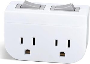 Grounded Double Outlet Power Adapter with Separate On/Off Switch 1 Pack, 3 Prong 2 Port Electrical Plug Current Wall Tap for Cruise Ship,... Grounded Double Outlet Power Adapter with Separate On/Off Switch 1 Pack, 3 Prong 2 Port Electrical Plug Current Wall Tap for Cruise Ship,...