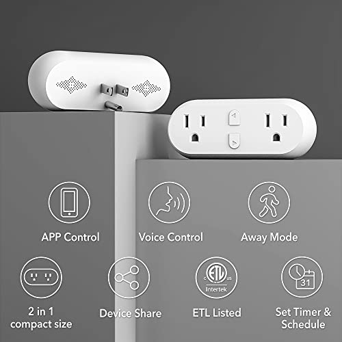 HBN Smart Plug 15A, WiFi Outlet Extender Dual Socket Plugs Works with Alexa, Google Home Assistant, Remote Control with Timer Function, No Hub...