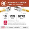 IRON FORGE CABLE 2 Pack of 25 Foot Outdoor Extension Cords - 12/3 SJTW Heavy Duty Lighted Yellow Extension Cable with 3 Prong Grounded Plug for... IRON FORGE CABLE 2 Pack of 25 Foot Outdoor Extension Cords - 12/3 SJTW Heavy Duty Lighted Yellow Extension Cable with 3 Prong Grounded Plug for...