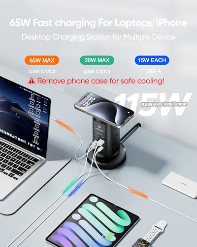 Kakyanill 115W USB Charging Station, Power Strip Tower, 9 AC Outlets with 8 USB Ports(4 USB-C), 6Ft Flat Plug Retractable Extension Cord, for Home... Kakyanill 115W USB Charging Station, Power Strip Tower, 9 AC Outlets with 8 USB Ports(4 USB-C), 6Ft Flat Plug Retractable Extension Cord, for Home...