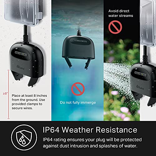 Kasa Outdoor Smart Plug, Smart Home Wi-Fi Outlet with 2 Sockets, IP64 Weather Resistance, Compatible with Alexa, Google Home & IFTTT, No Hub...