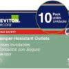 Leviton 15 Amp Decora Tamper-Resistant Duplex Electrical Wall Outlet, 10 Pack, T5325-WMP, White