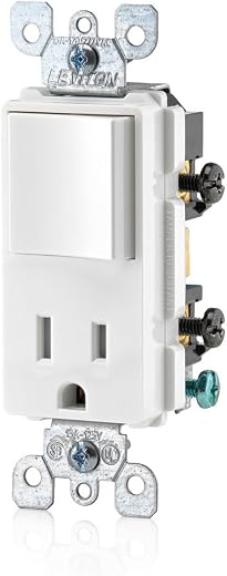 Leviton Decora Combination Switch and Tamper-Resistant Receptacle, T5625-W, White Leviton Decora Combination Switch and Tamper-Resistant Receptacle, T5625-W, White