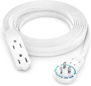 Maximm Cable 15 Ft 360° Rotating Flat Plug Extension Cord/Wire, 16 AWG Multi 3 Outlet Extension Wire, 3 Prong Grounded Wire - White - UL Certified Maximm Cable 15 Ft 360° Rotating Flat Plug Extension Cord/Wire, 16 AWG Multi 3 Outlet Extension Wire, 3 Prong Grounded Wire - White - UL Certified
