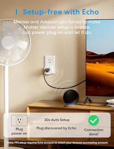 meross Matter Smart Plug Mini, FFS Easy Setup, 100% Privacy Smart Outlet, Compact Size, Support Apple Home, Alexa, Google Home with Schedule and...