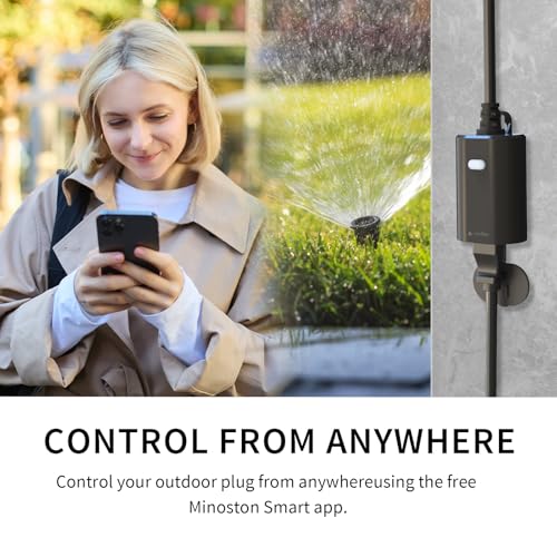 Minoston Matter Outdoor Smart Plug WiFi Heavy Duty Plug-in Outlet IP65 Waterproof, Compatible with Alexa Apple Home SmartThings Google Home, Smart... Minoston Matter Outdoor Smart Plug WiFi Heavy Duty Plug-in Outlet IP65 Waterproof, Compatible with Alexa Apple Home SmartThings Google Home, Smart...