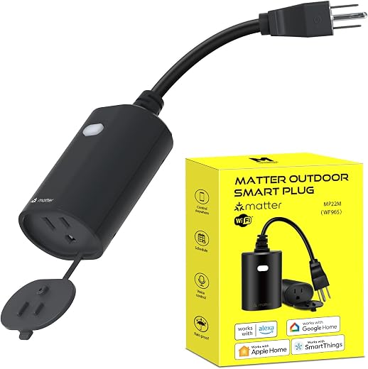 Minoston Matter Outdoor Smart Plug WiFi Heavy Duty Plug-in Outlet IP65 Waterproof, Compatible with Alexa Apple Home SmartThings Google Home, Smart... Minoston Matter Outdoor Smart Plug WiFi Heavy Duty Plug-in Outlet IP65 Waterproof, Compatible with Alexa Apple Home SmartThings Google Home, Smart...