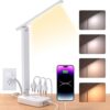 One Beat Small LED Desk Lamp Power Strip 5ft Extension Cord with 3 Outlets 4 USB Ports(2 USB C), 4 Modes, 5 Level Touch Lamp Study Reading Light,...