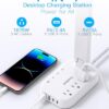 One Beat Small LED Desk Lamp Power Strip 5ft Extension Cord with 3 Outlets 4 USB Ports(2 USB C), 4 Modes, 5 Level Touch Lamp Study Reading Light,...