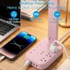One Beat Small LED Desk Lamp Power Strip 5ft Extension Cord with 3 Outlets 4 USB Ports(2 USB C), 4 Modes, 5 Level Touch Lamp Study Reading Light,...