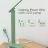 One Beat Small LED Desk Lamp Power Strip, Extension Cord with 3 Outlets 4 USB Ports(2 USB C), 4 Modes, 5 Level Touch Lamp Study Reading Light, Home...